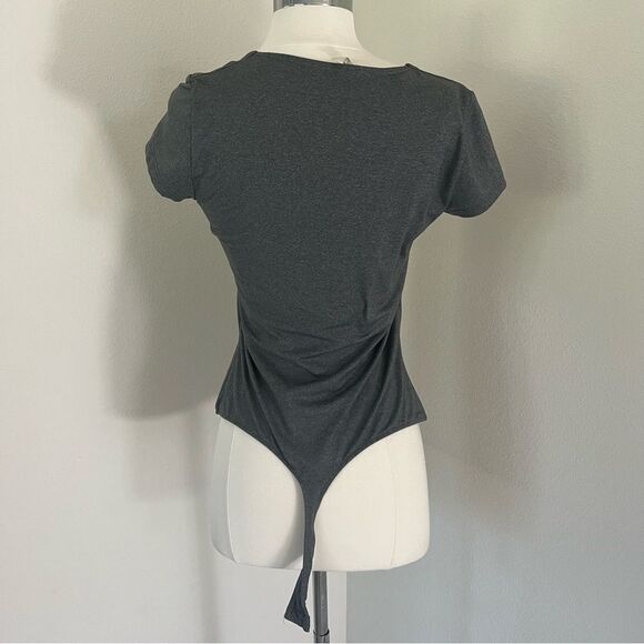 Free People Grey Square Neck Bodysuit L - Picture 4 of 5